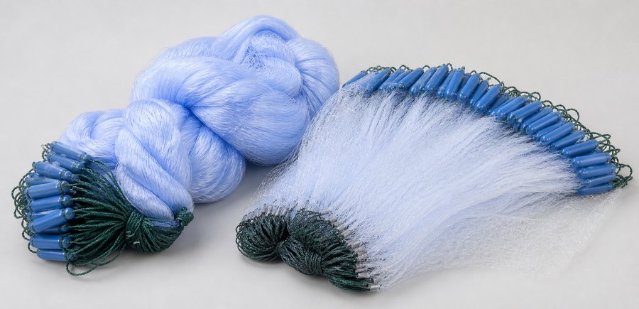 Ice blue nylon fishing net with blue floats