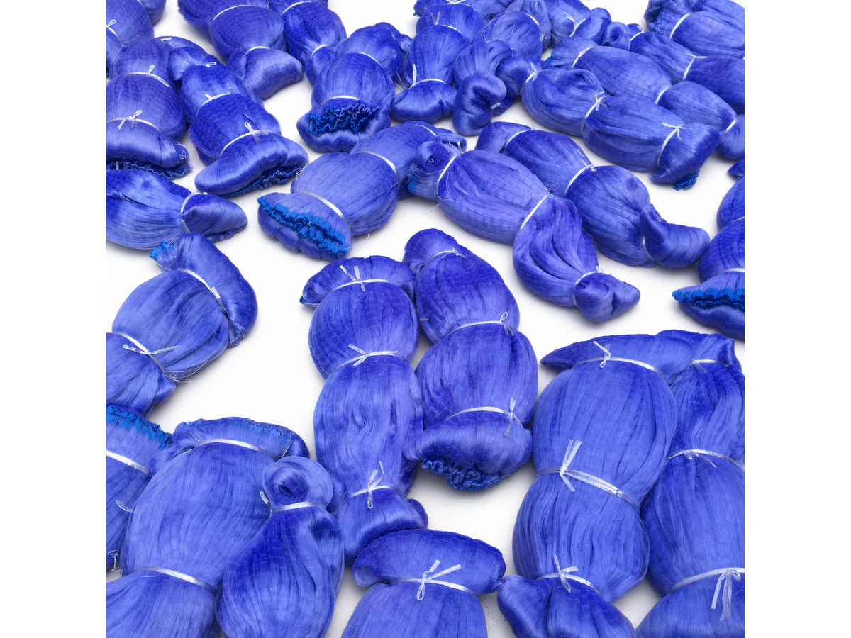 Ice-blue semi-finished fishing netting bundle