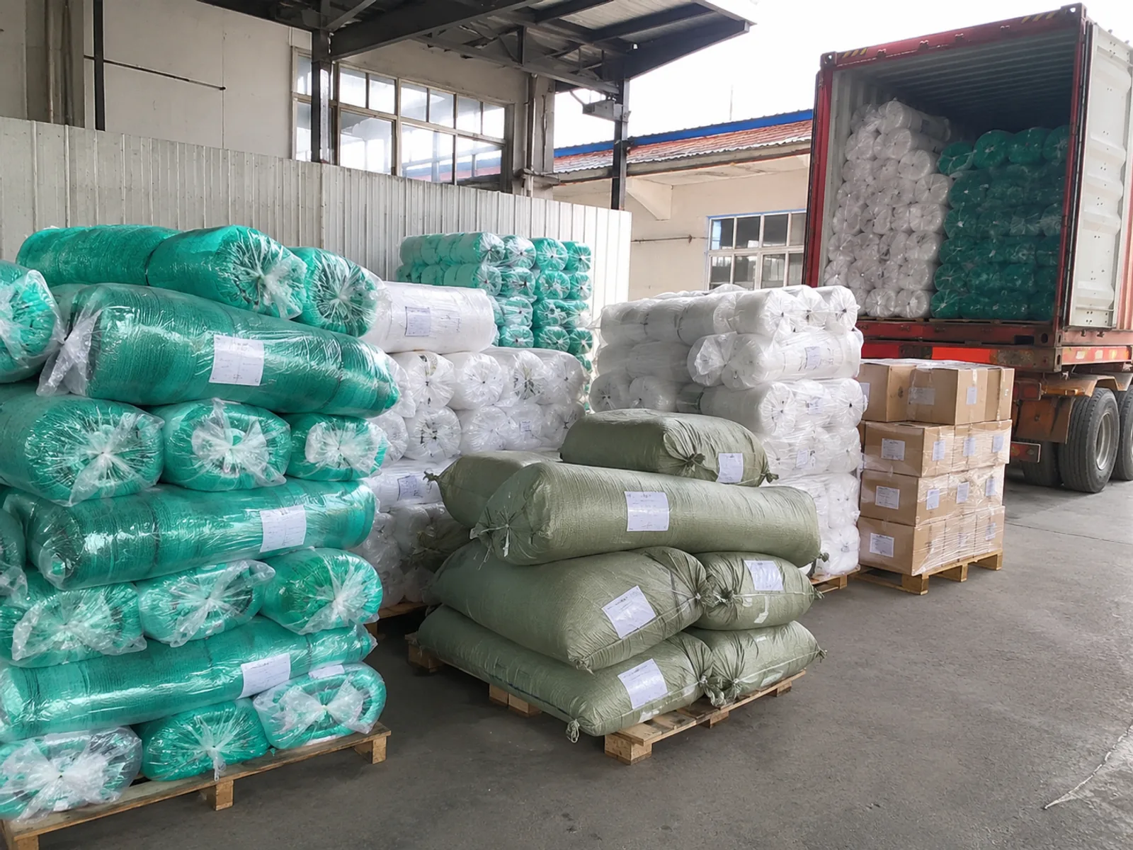 Fishing net bales cartons and pallet packing prepared for export orders