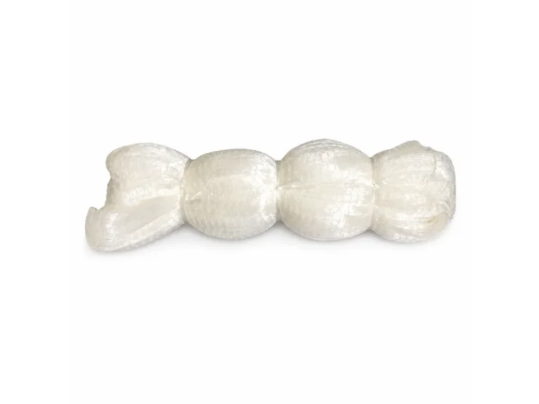 White semi-finished fishing netting on a white background