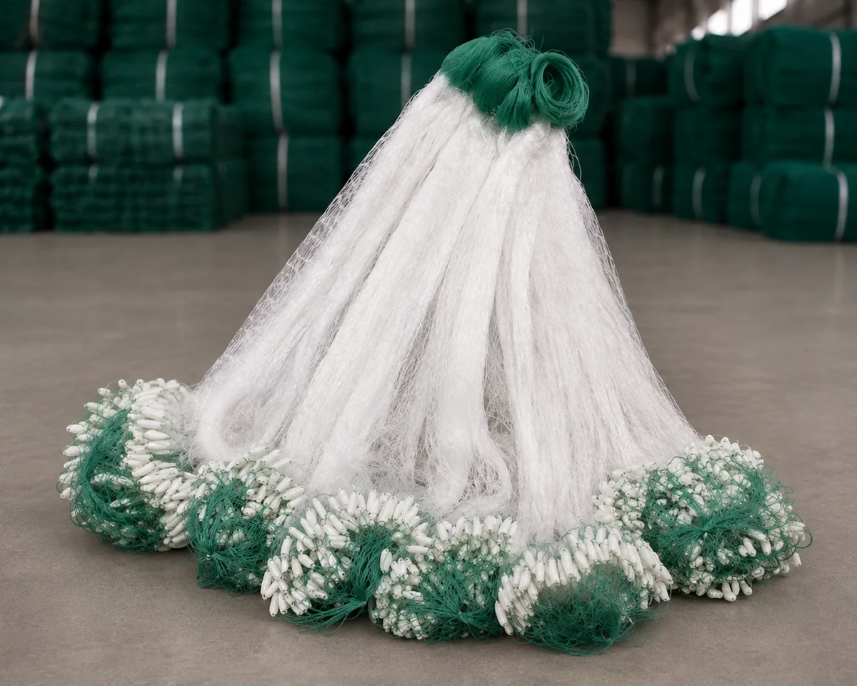 Gill net with floatline components prepared as a product reference